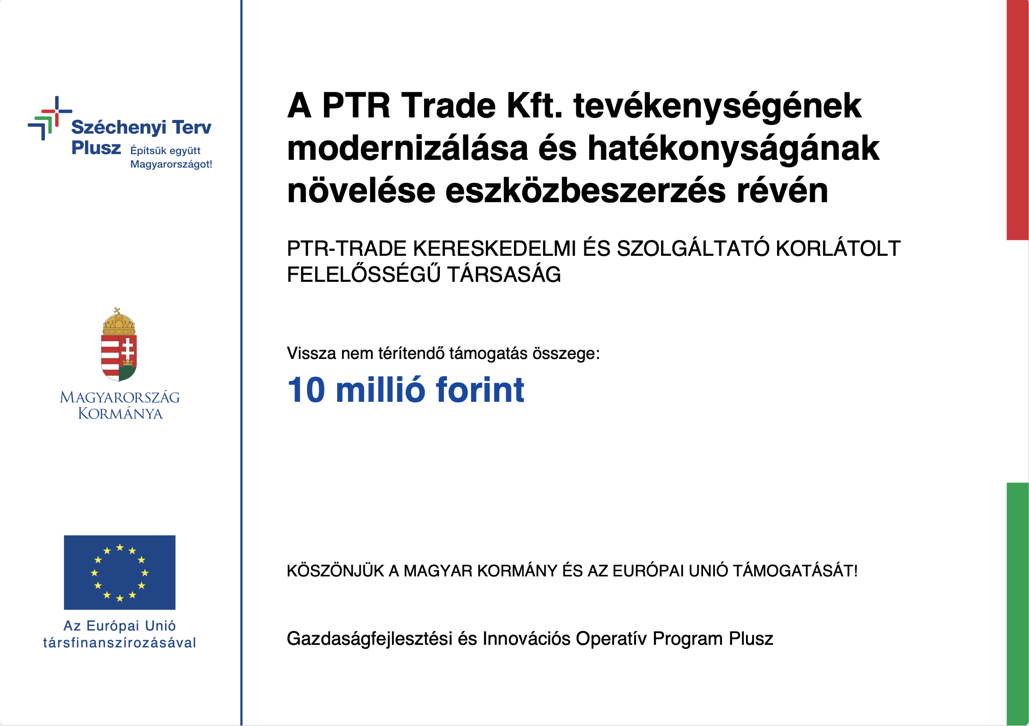 Széchenyi Terv Plusz